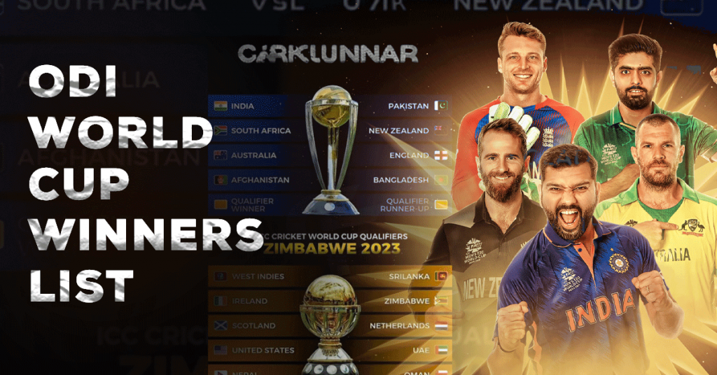 odi world cup winners list