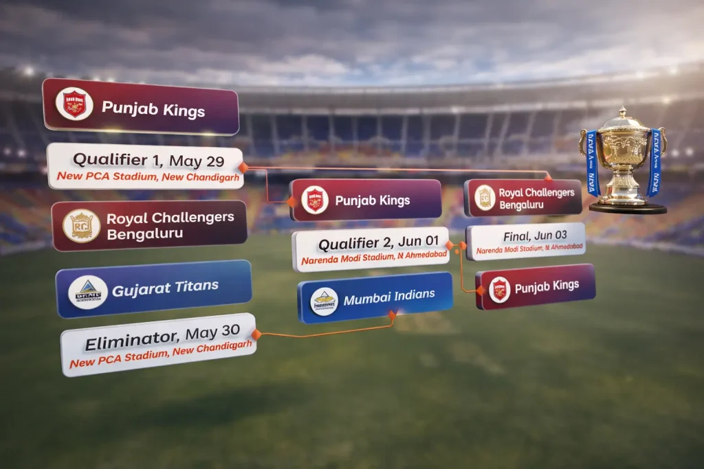 IPL playoffs, showing a result of 2025 season